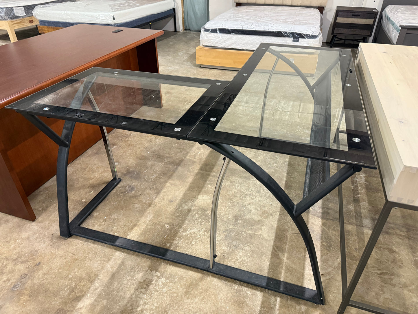 Monterrey Glass L-shaped Desk