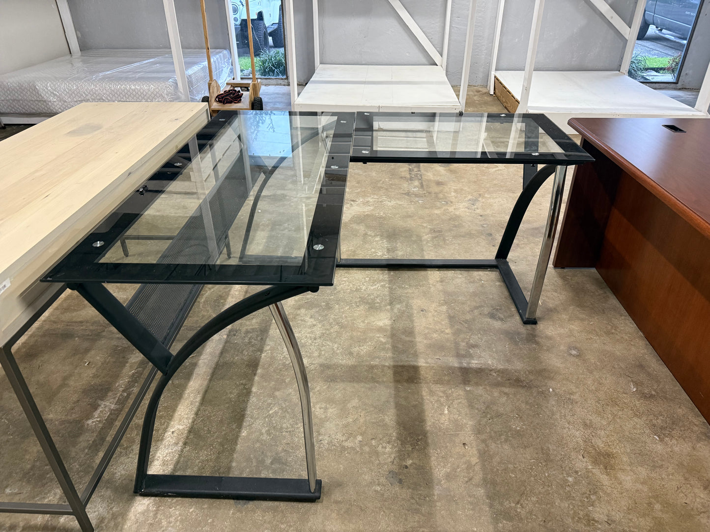 Monterrey Glass L-shaped Desk