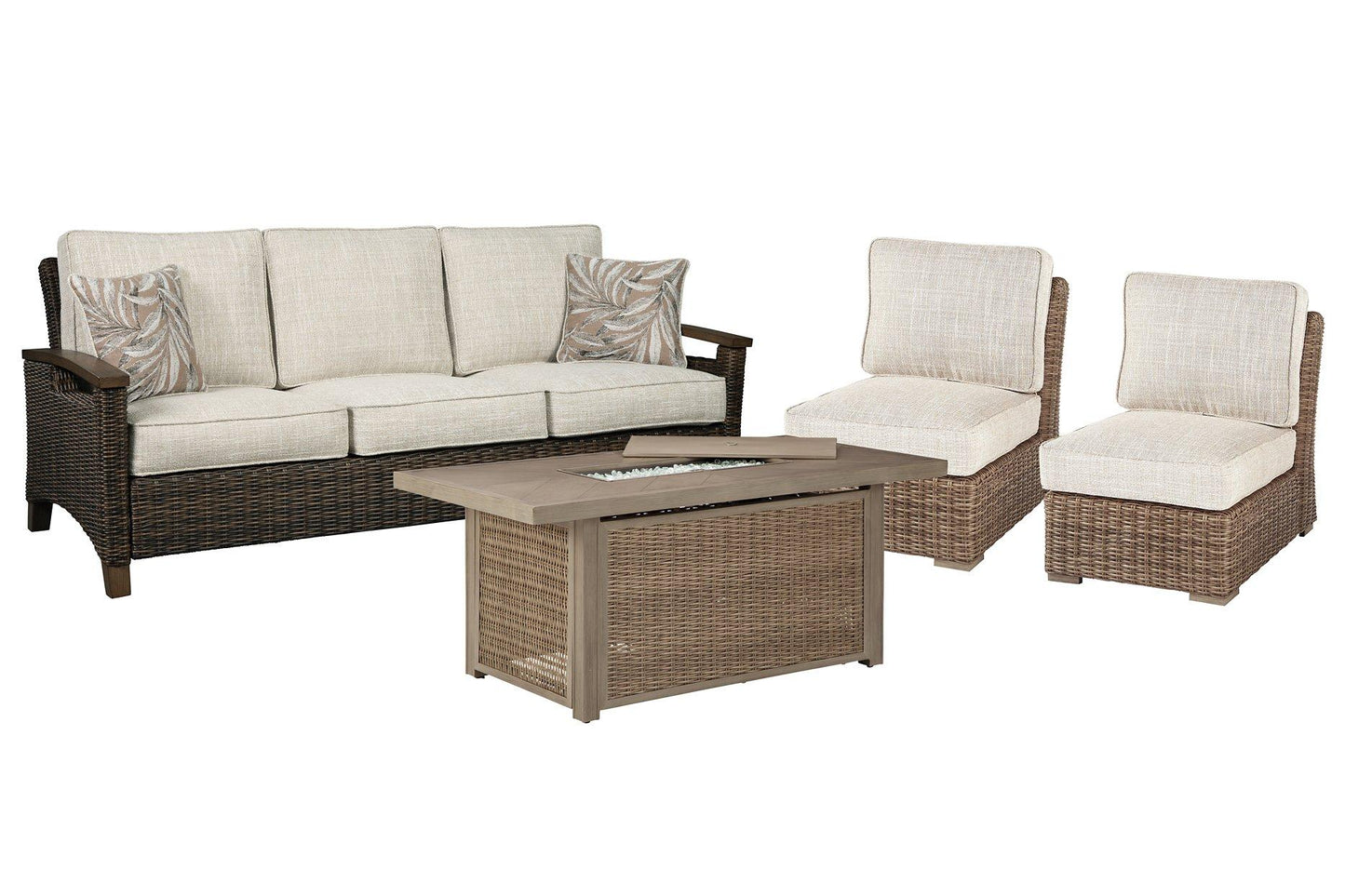 Beachcroft Outdoor Sofa, Lounge Chairs and Fire Pit - Ashley Furniture Outdoor Dining Set
