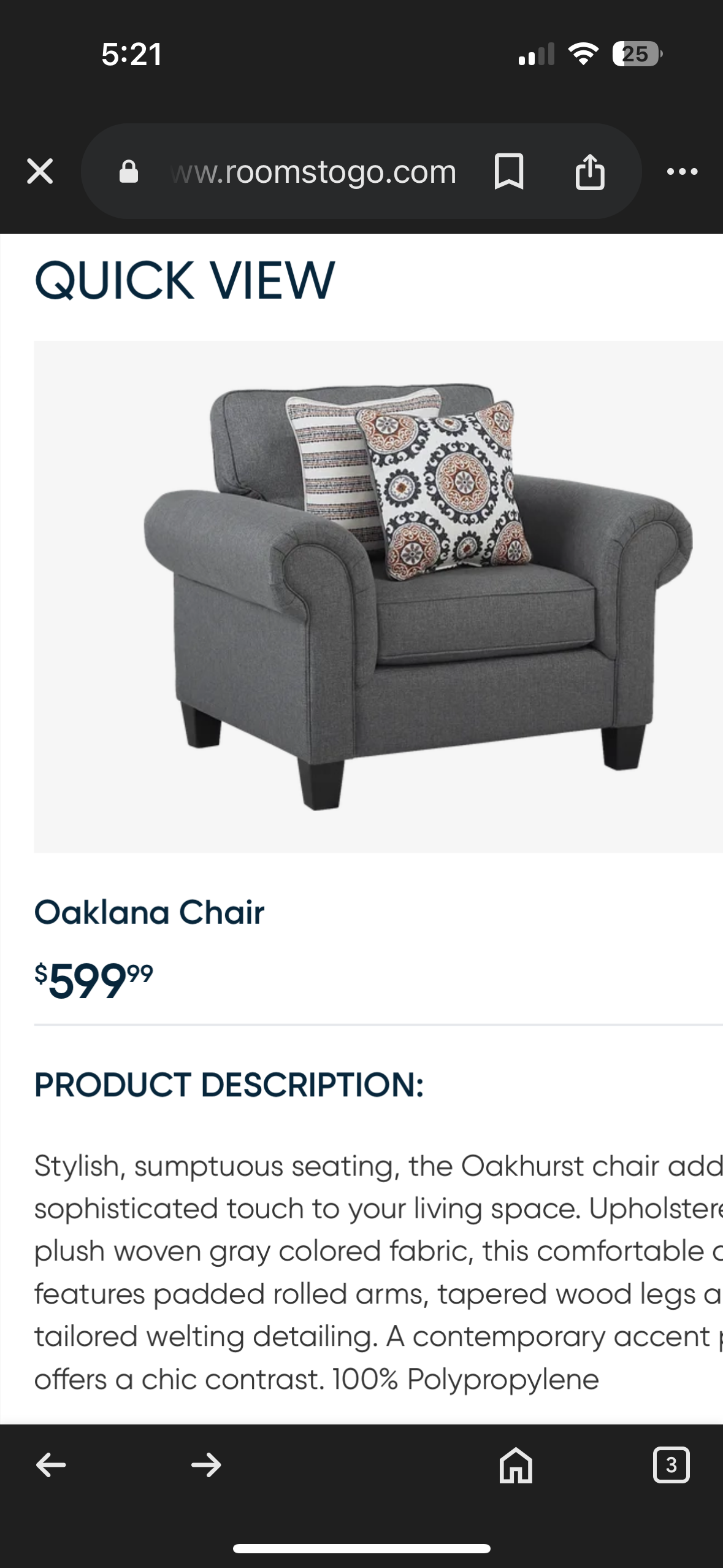 Rooms To Go Oaklana Chair