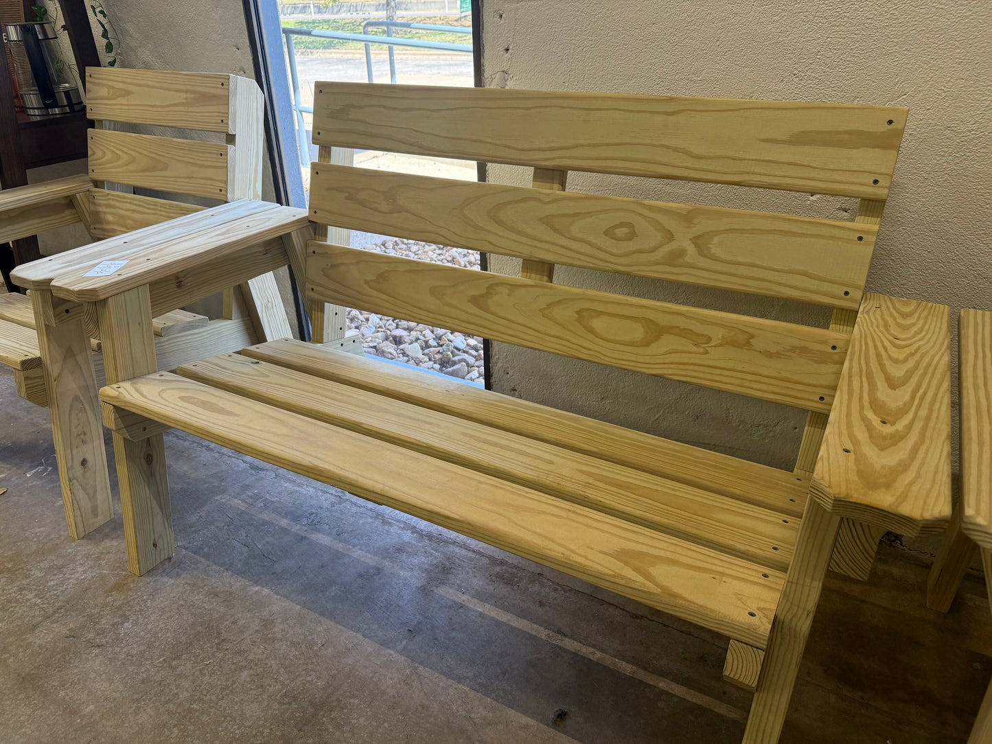 Handcrafted Pine Adirondack Bench