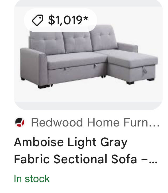 Redwood Home Furniture Amboise Sleeper Sectional with Storage Chaise