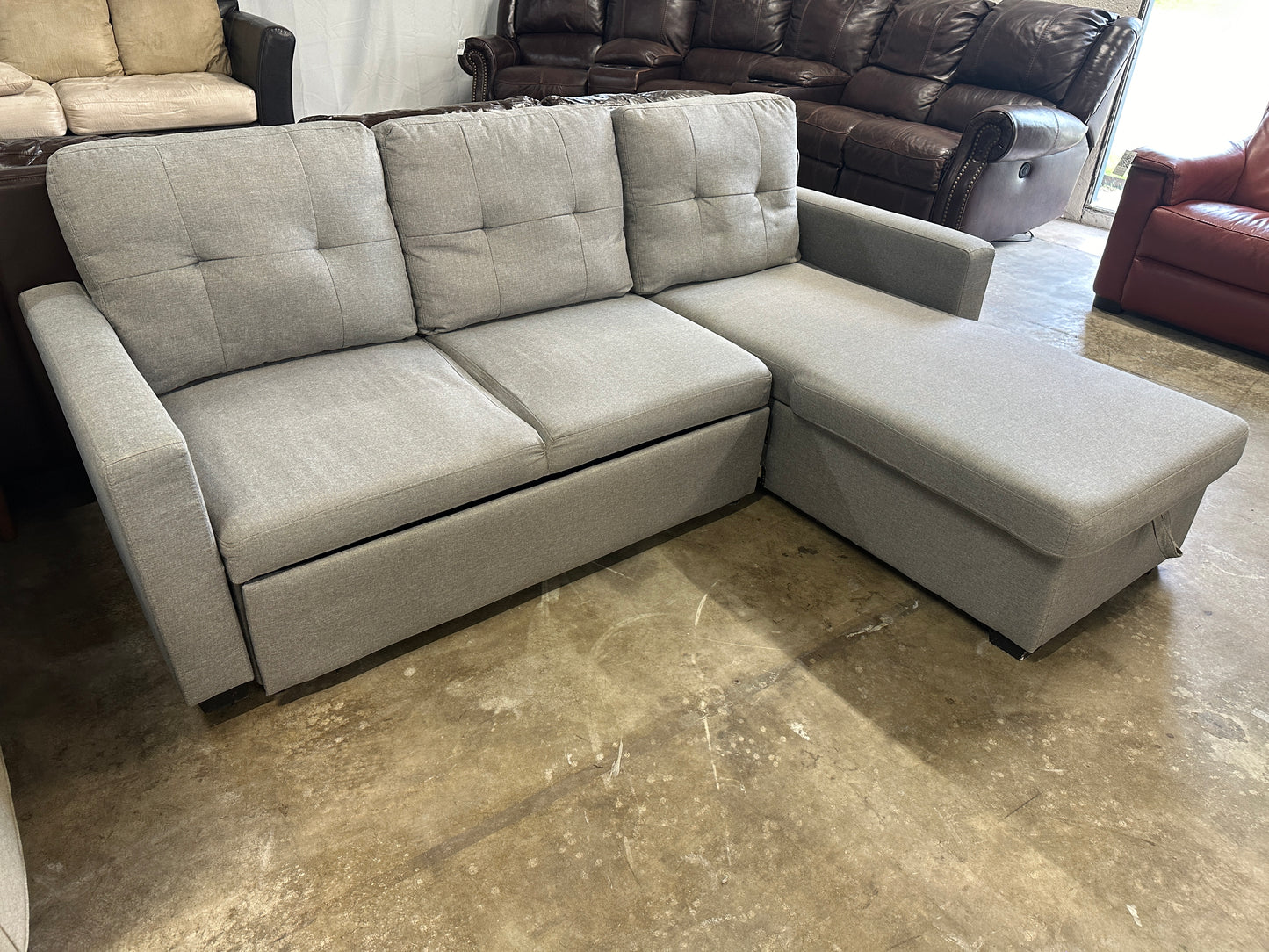 Redwood Home Furniture Amboise Sleeper Sectional with Storage Chaise