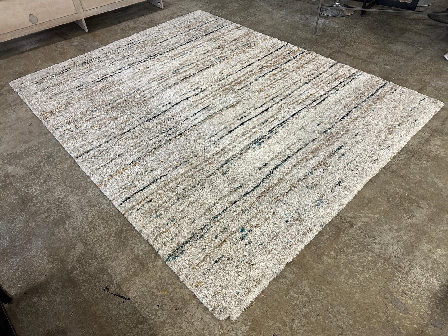 Sedona Ivory Abstract Design Shag Area Rug