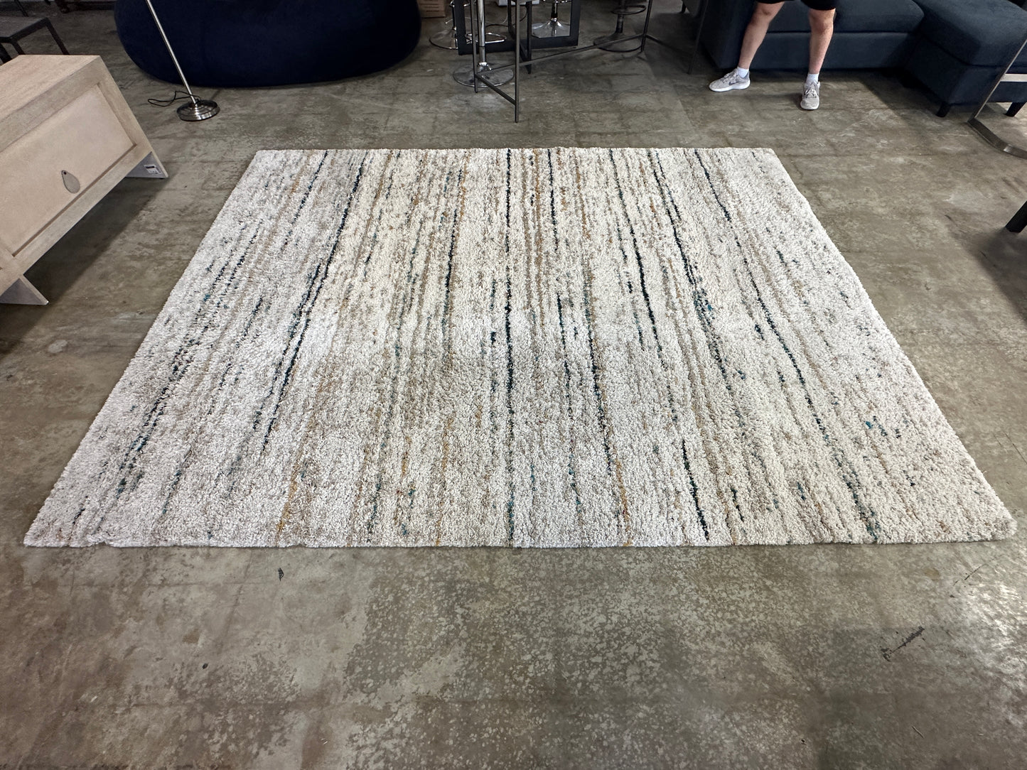 Sedona Ivory Abstract Design Shag Area Rug