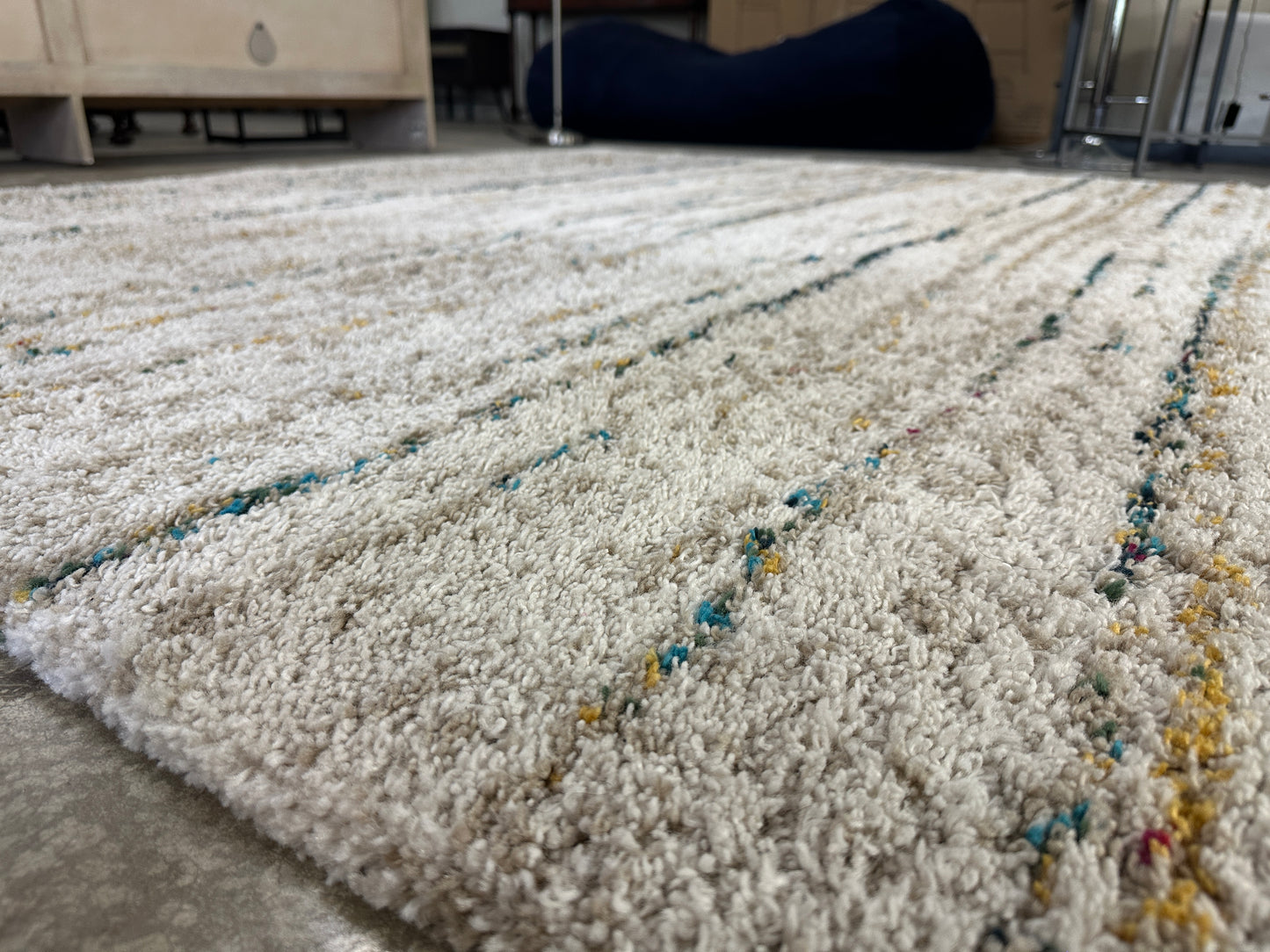Sedona Ivory Abstract Design Shag Area Rug