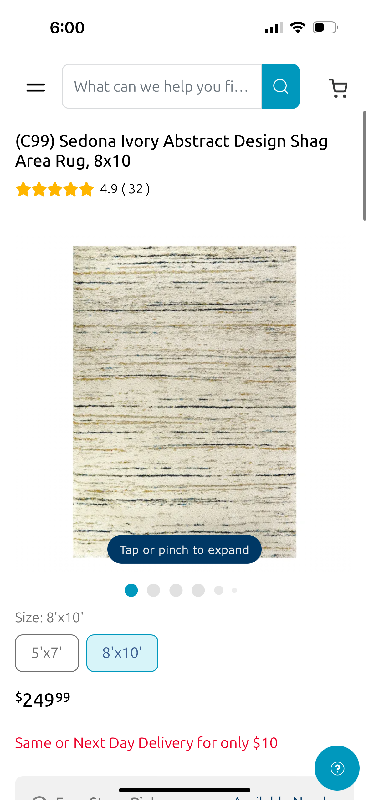 Sedona Ivory Abstract Design Shag Area Rug