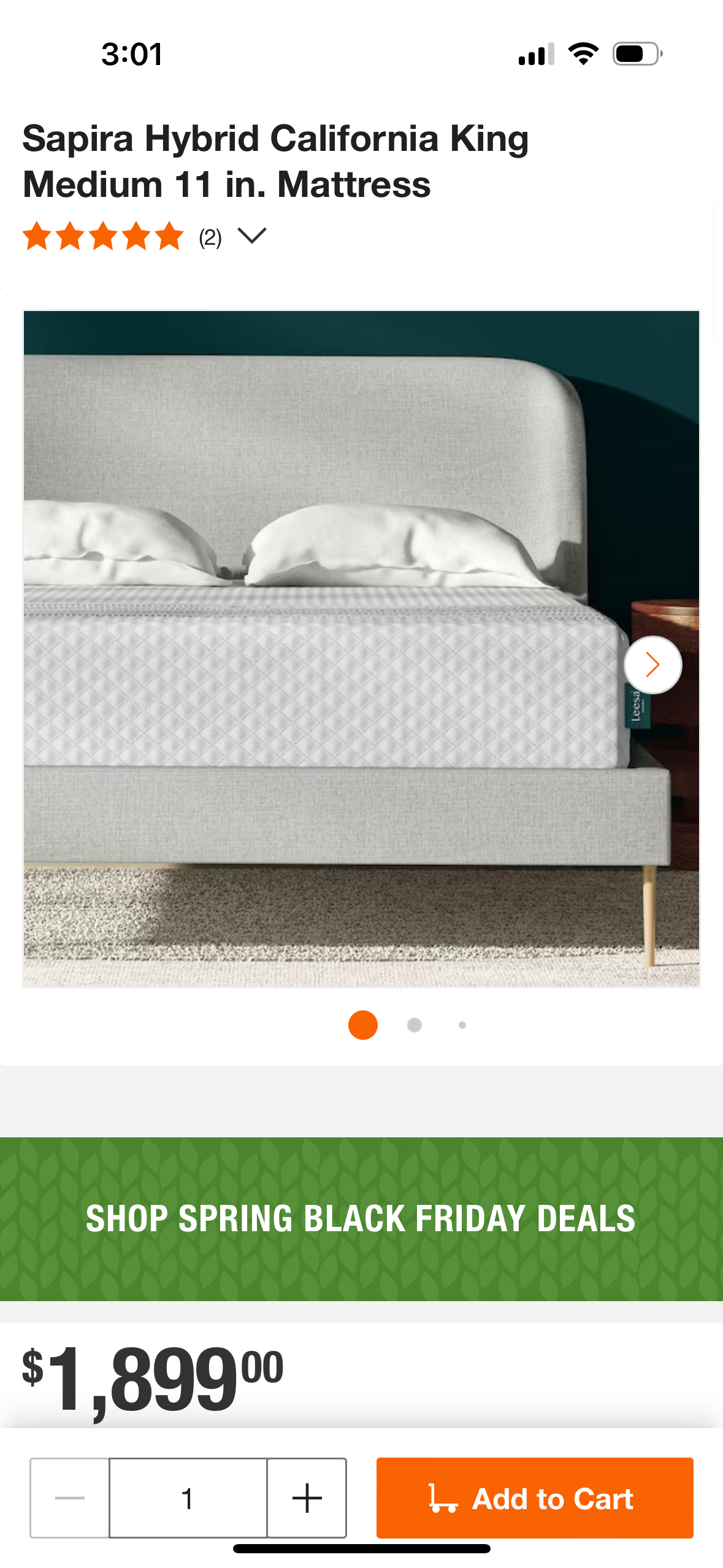 Leesa Sapira Hybrid California King Mattress