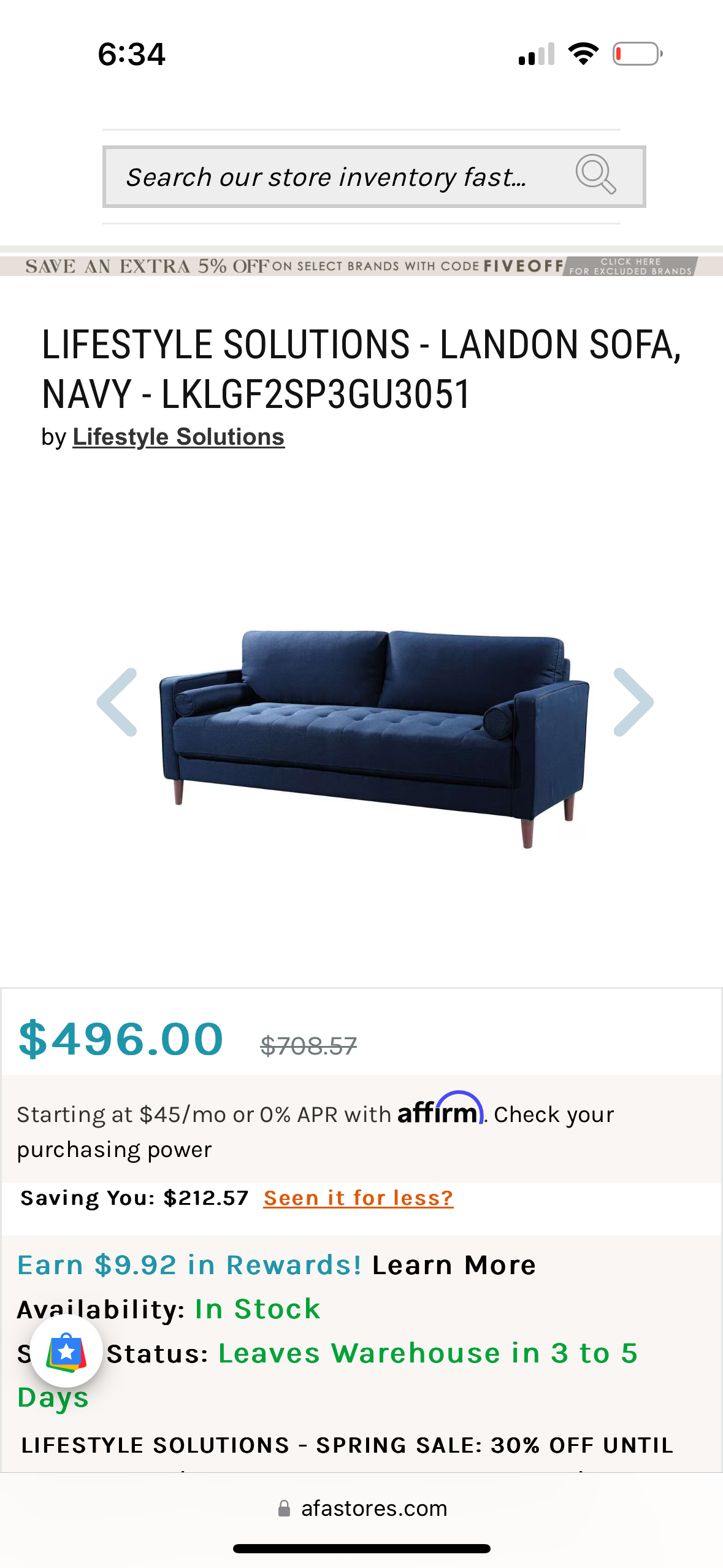 Lifestyle Solutions Sofa