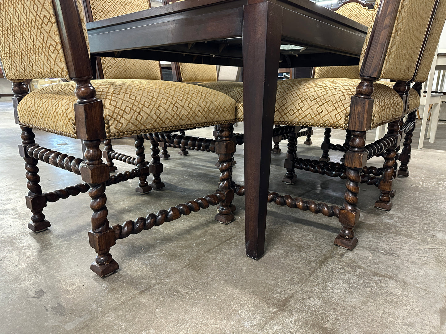 Glass Accented Wood Dining Table and Dining Chairs