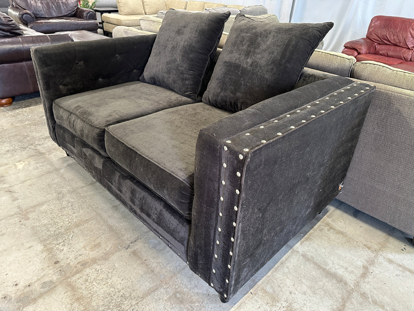 Studded Velvet Sofa