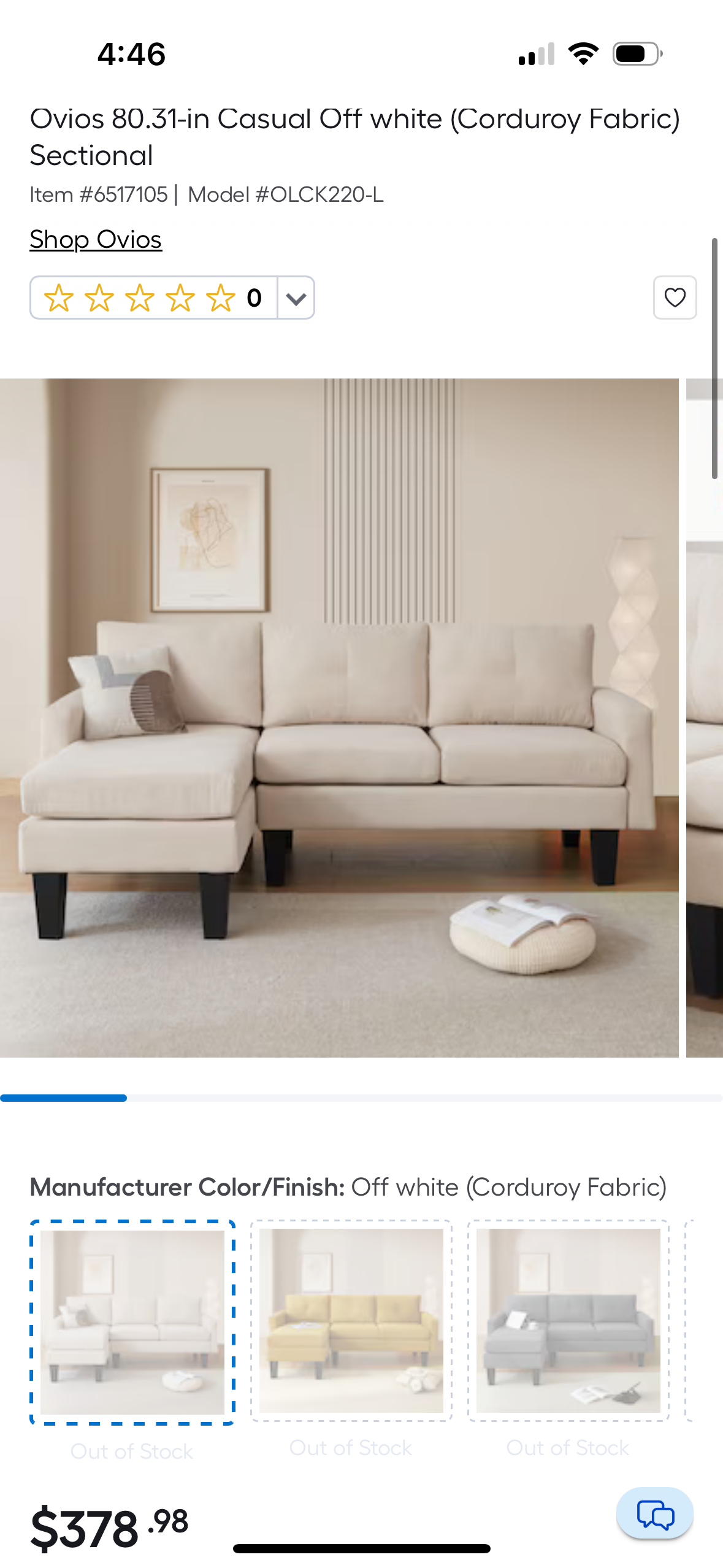Ovios Reversible Chaise Sectional