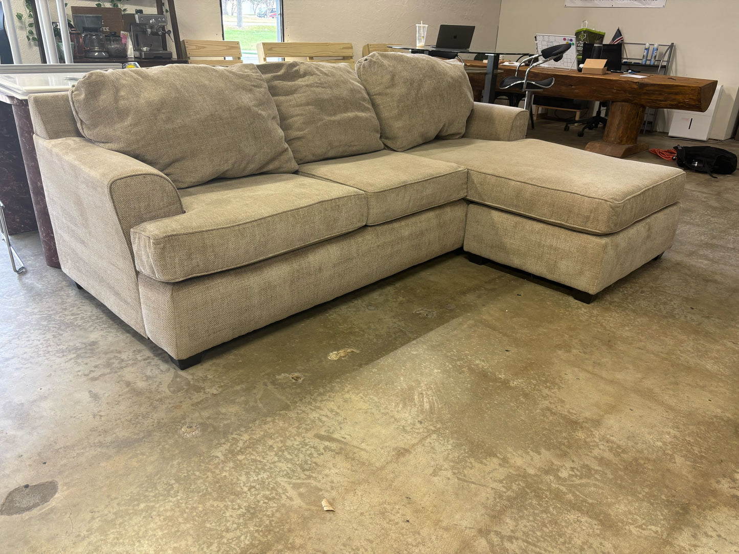 Alessandro II Taupe Chenille Sofa With Reversible Chaise