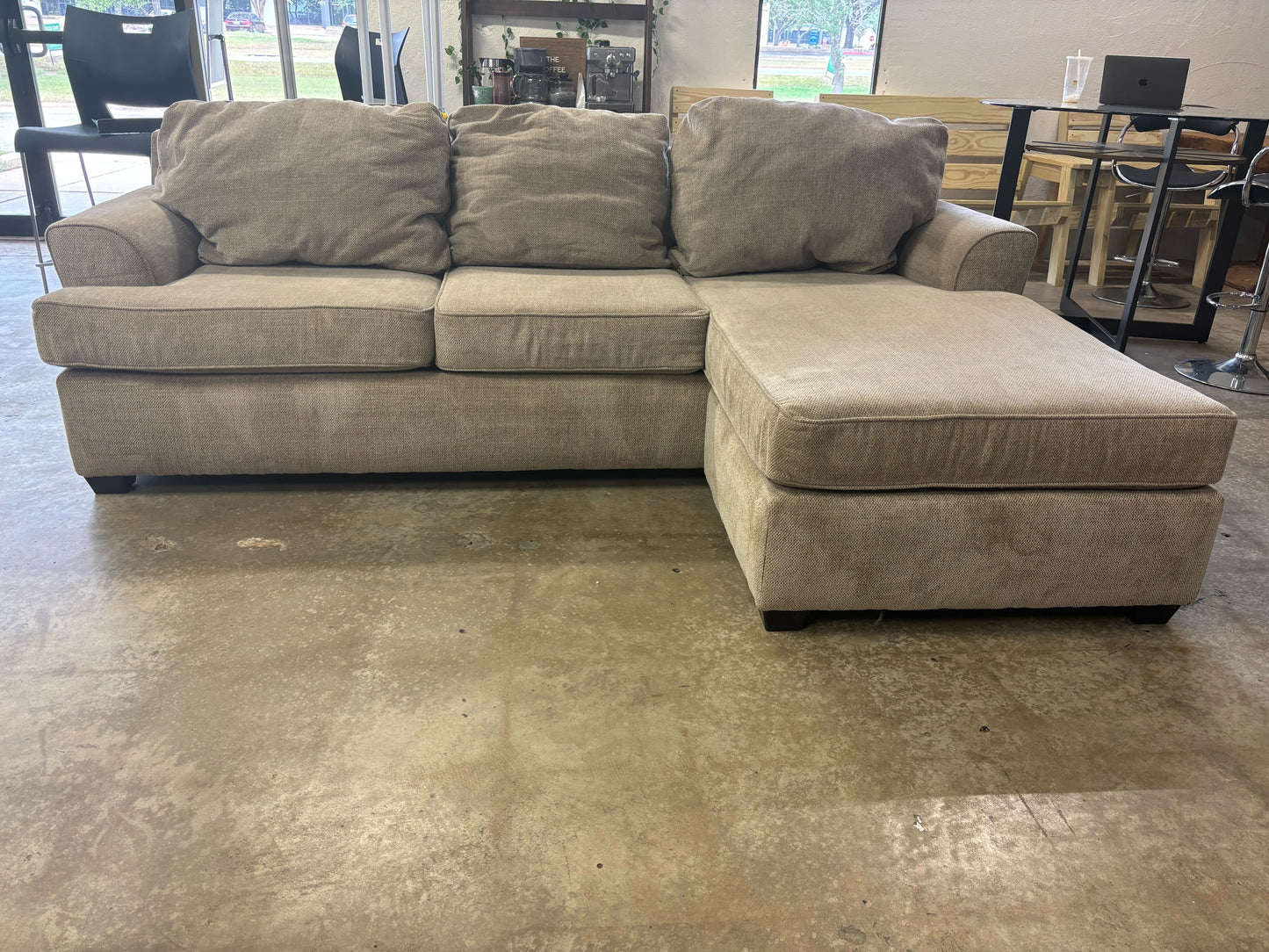 Alessandro II Taupe Chenille Sofa With Reversible Chaise