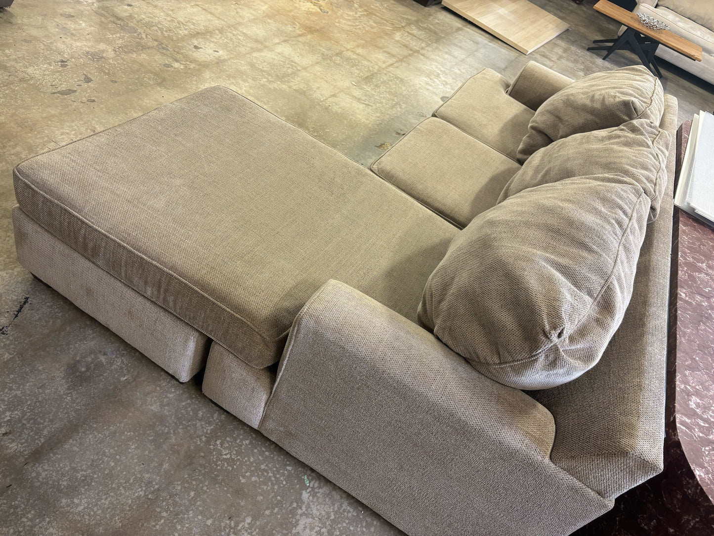 Alessandro II Taupe Chenille Sofa With Reversible Chaise
