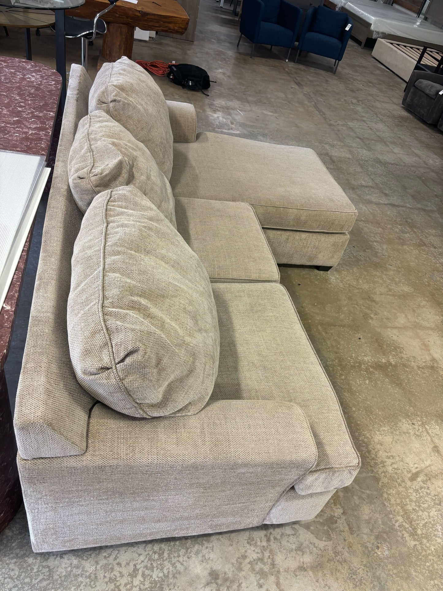 Alessandro II Taupe Chenille Sofa With Reversible Chaise