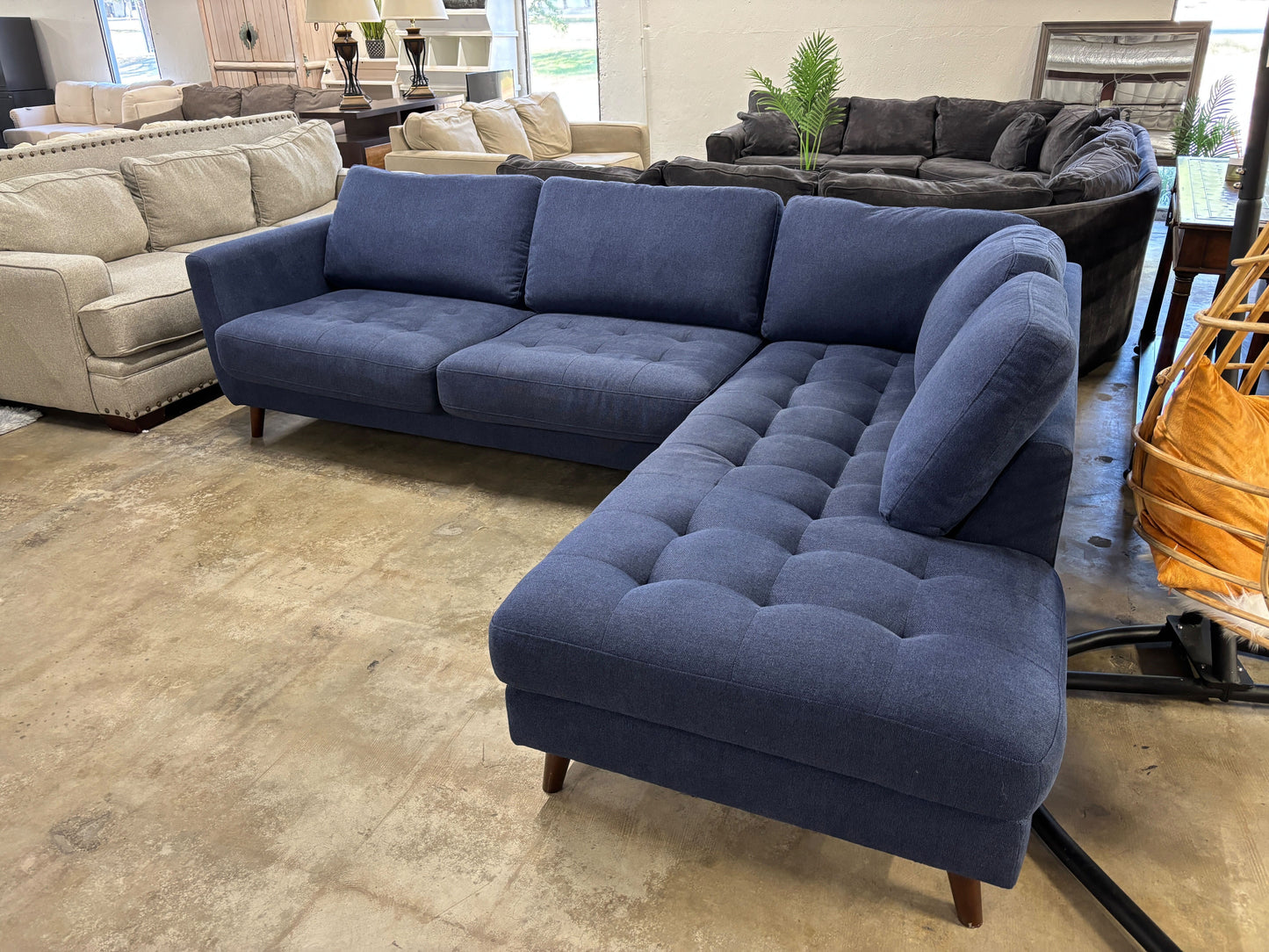 Denim Couch 2-Piece Sectional Corner Chaise