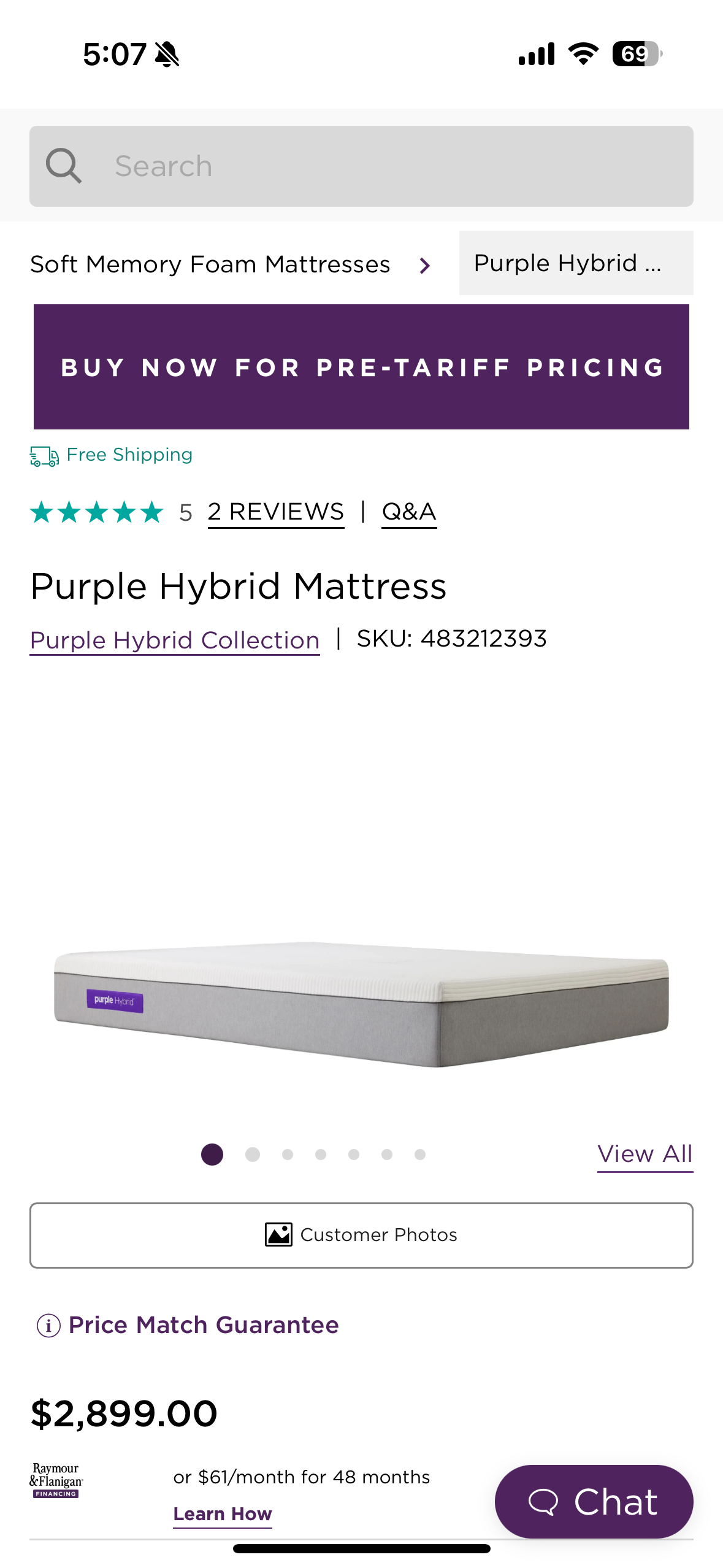 King Size Purple Hybrid 2 Mattress