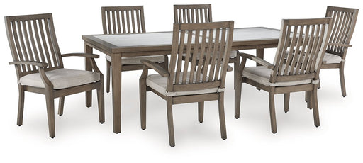 Rainier Ranch Outdoor Dining Package Ashley Furniture Outdoor Dining Set 4-Piece: Outdoor Dining Table/3-Outdoor Dining Cha Fresh Start Furniture