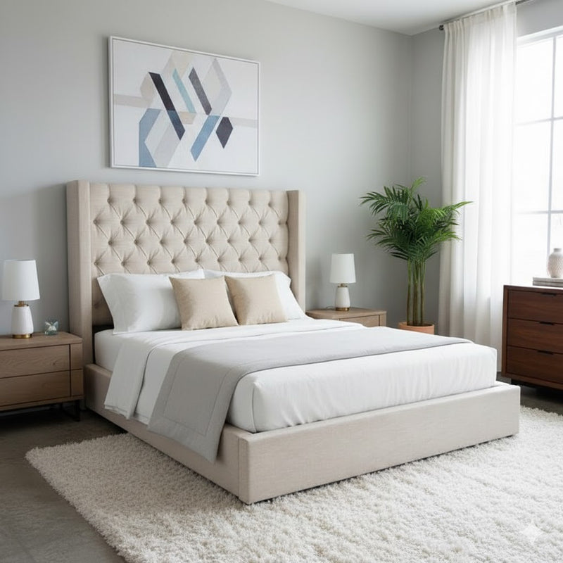 Picket House Furnishings King Tufted Upholstered Bed with Headboard