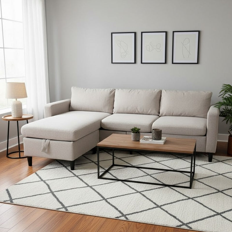Mixoy Sectional Sofa with Storage Ottoman