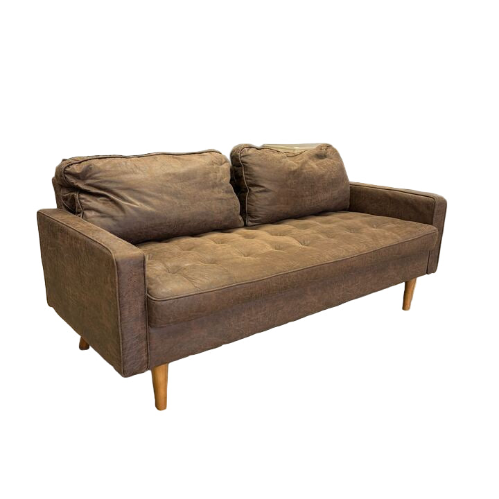 George Oliver Mid Century Modern Faux Leather Sofa