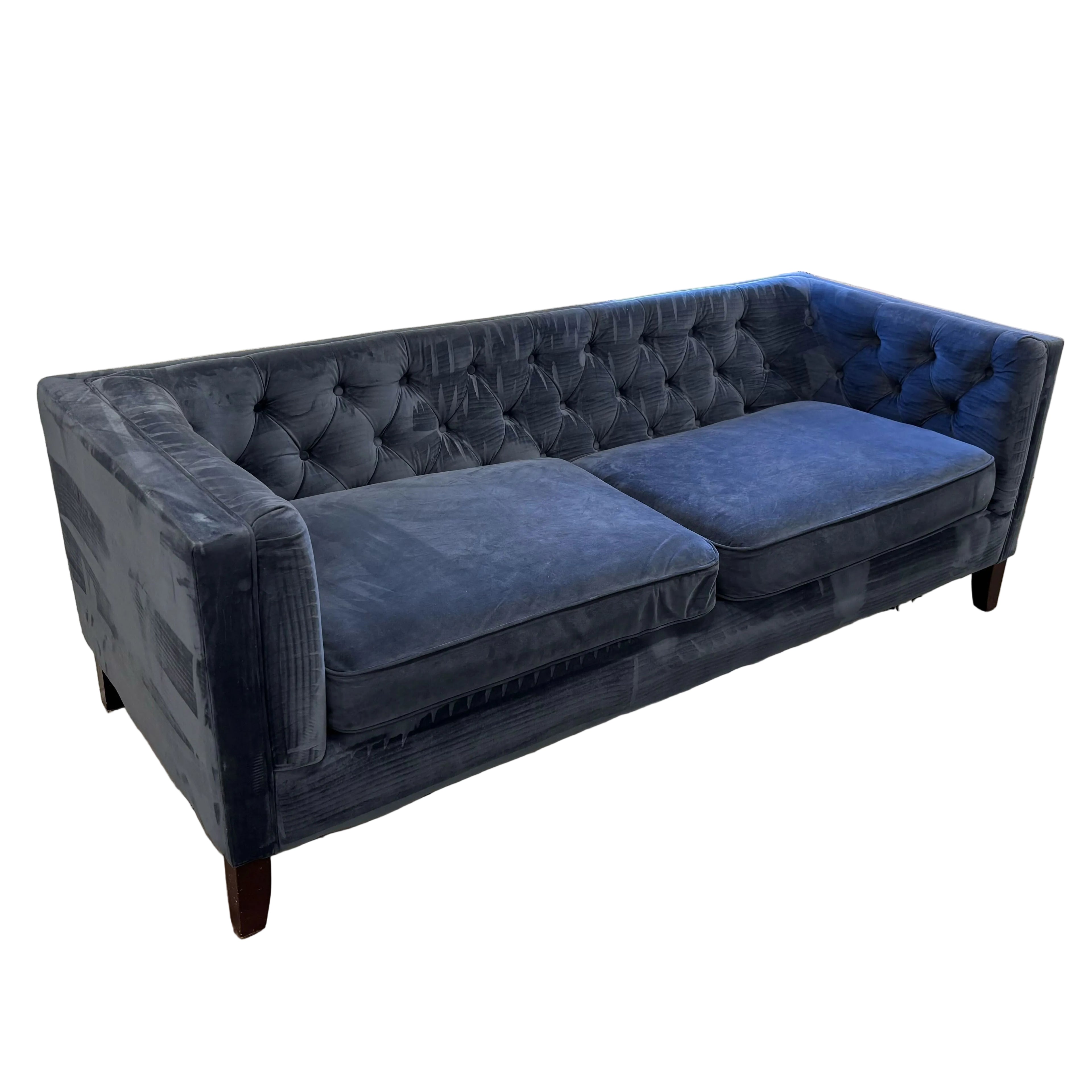 World Market Blue Velvet Sofa