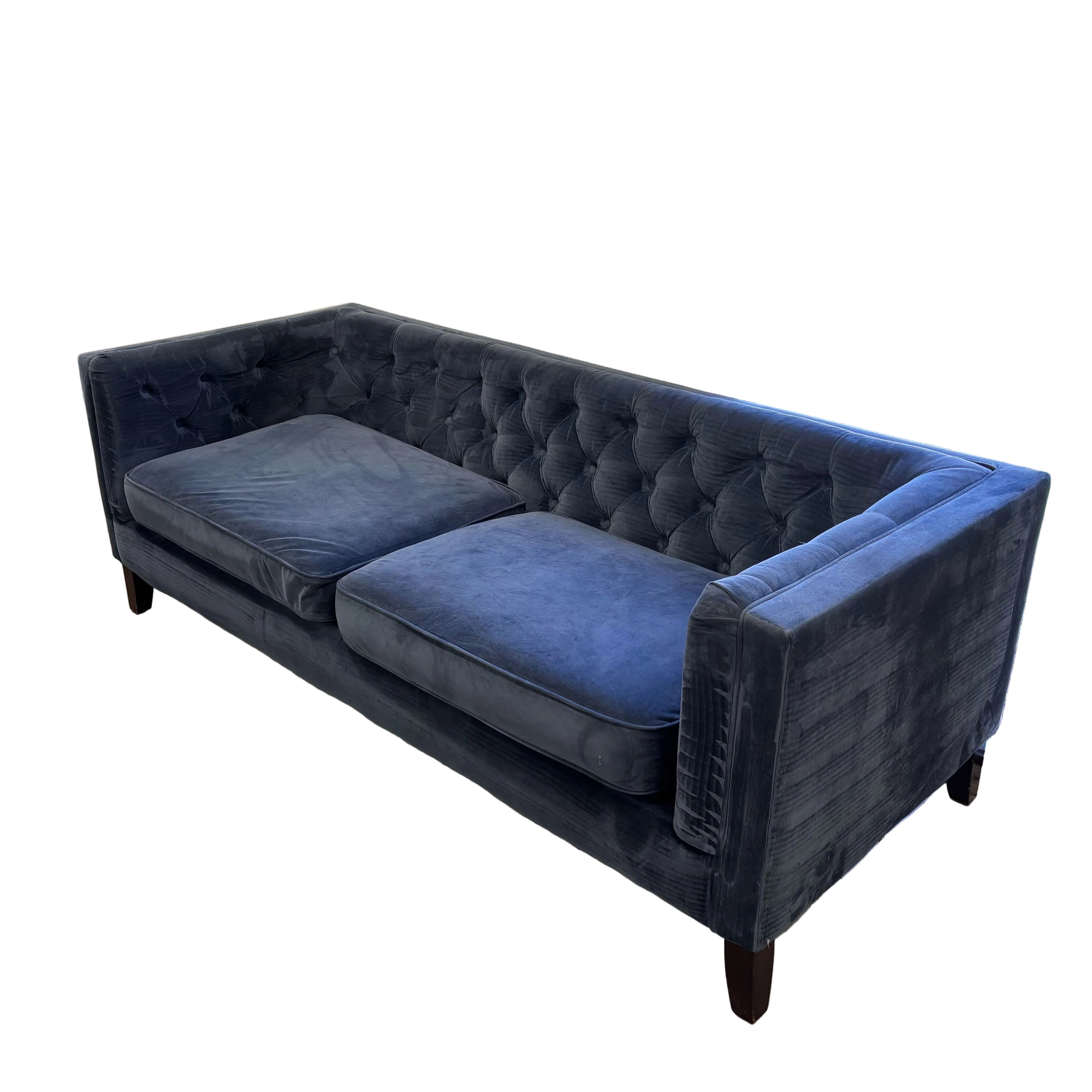 World Market Blue Velvet Sofa