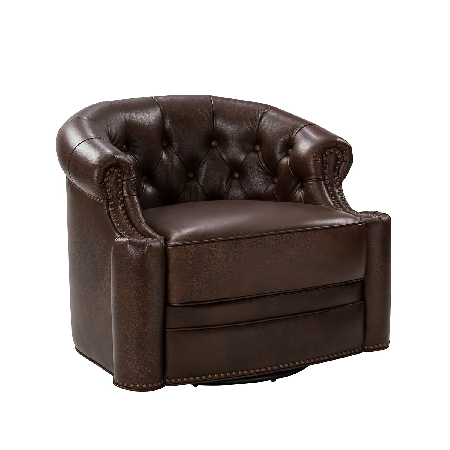 Karat Homes Alonso Genuine Leather Swivel Chair-chocolate