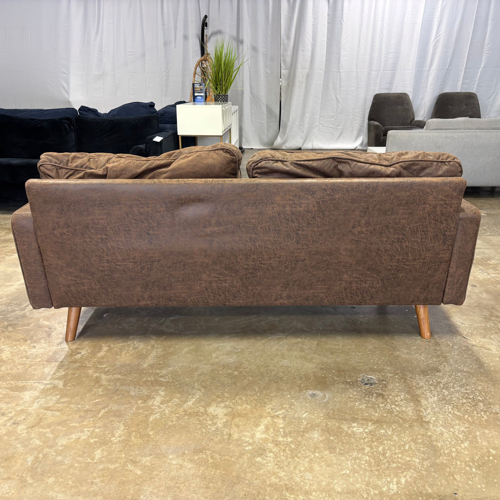 George Oliver Mid Century Modern Faux Leather Sofa
