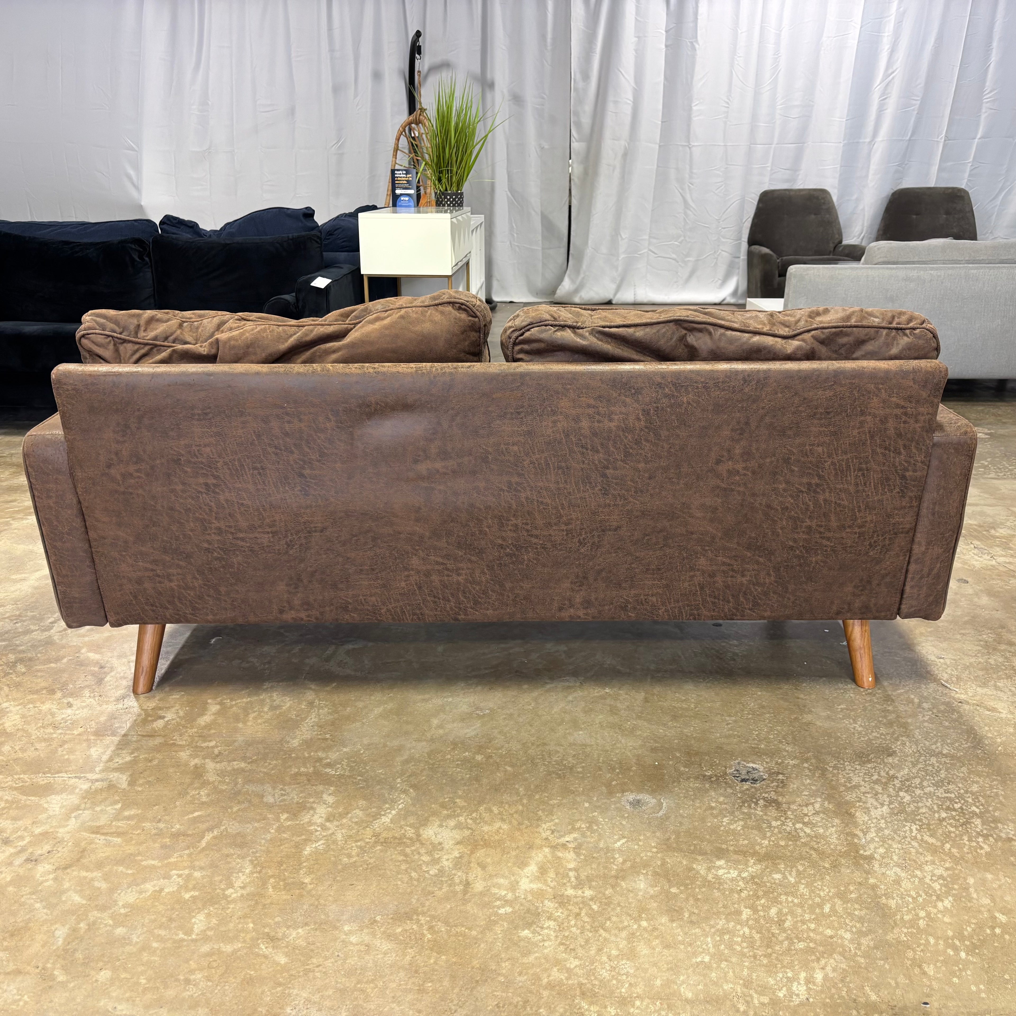 George Oliver Mid Century Modern Faux Leather Sofa