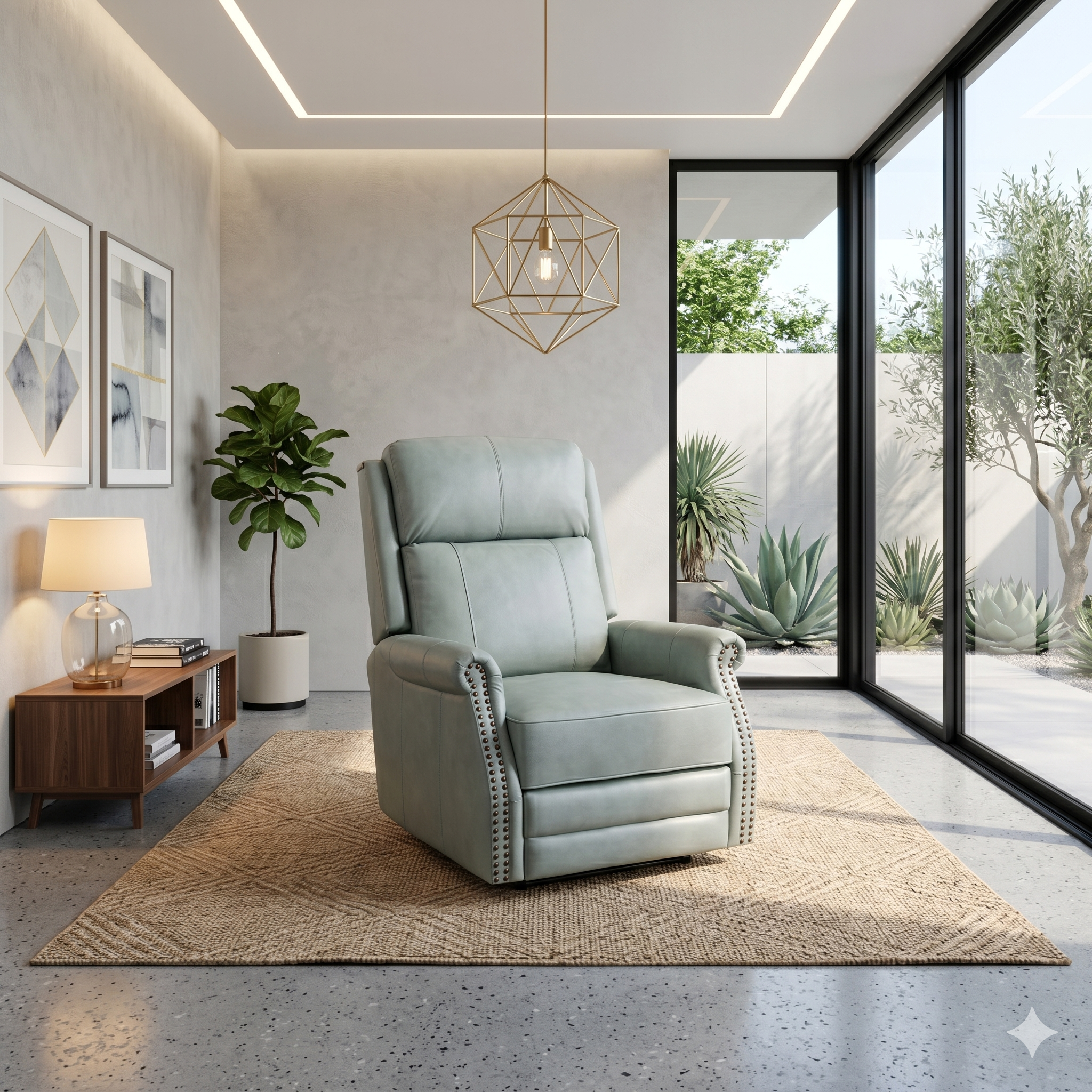 Karat Homes Leather Swivel Arm Chair