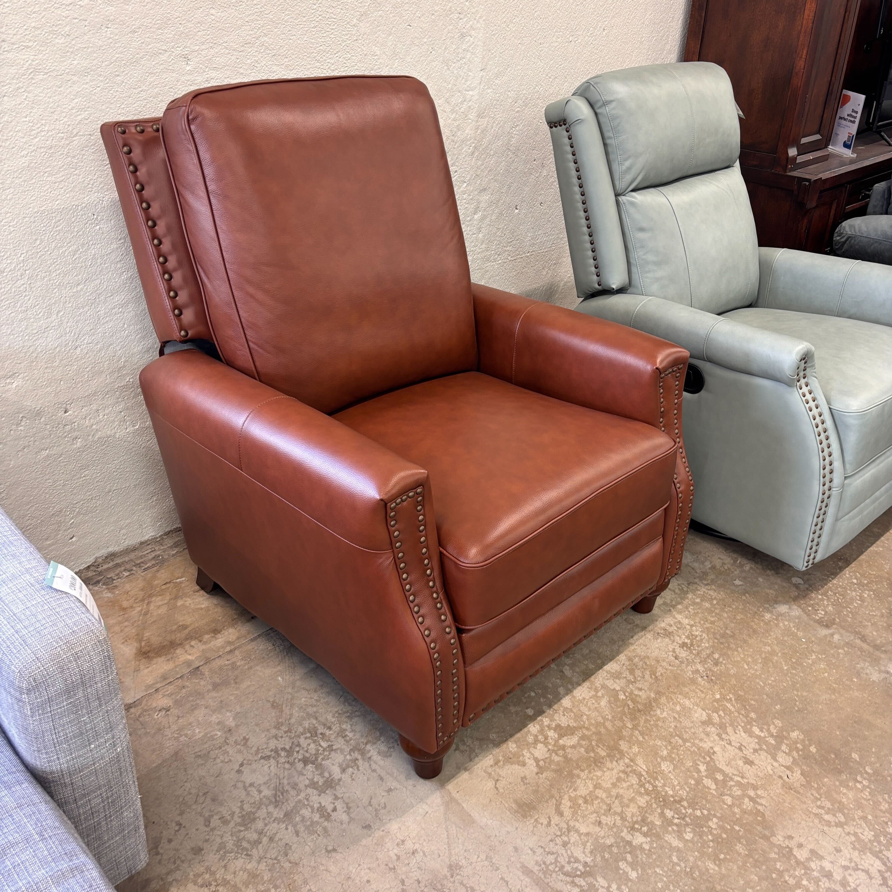 Karat Homes Theresa Genuine Leather Recliner-brown