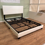 Home Depot Pessac White Upholstered Queen Bedframe