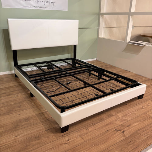 Home Depot Pessac White Upholstered Queen Bedframe