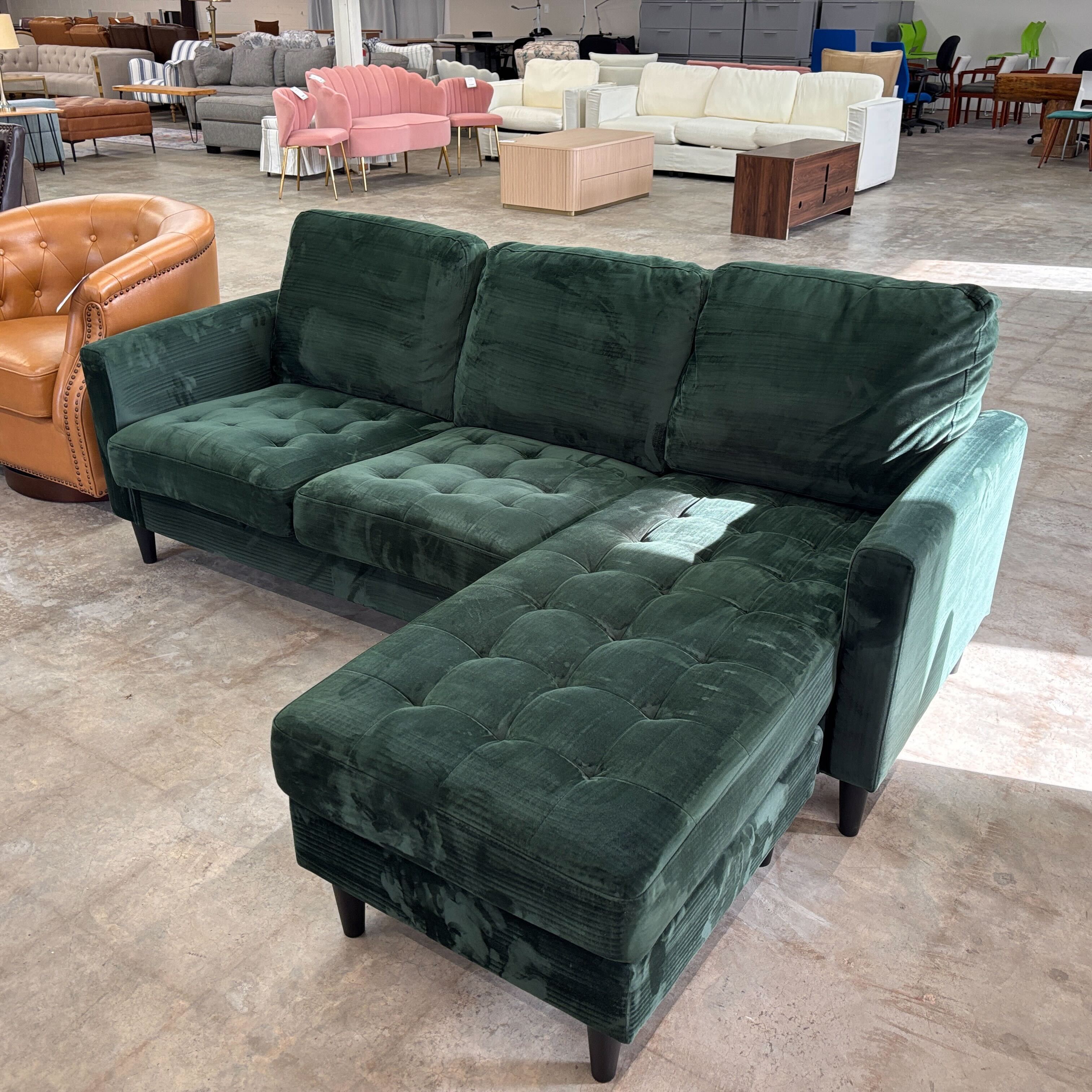 Latitude Run Green Sofa W/reversible Chaise
