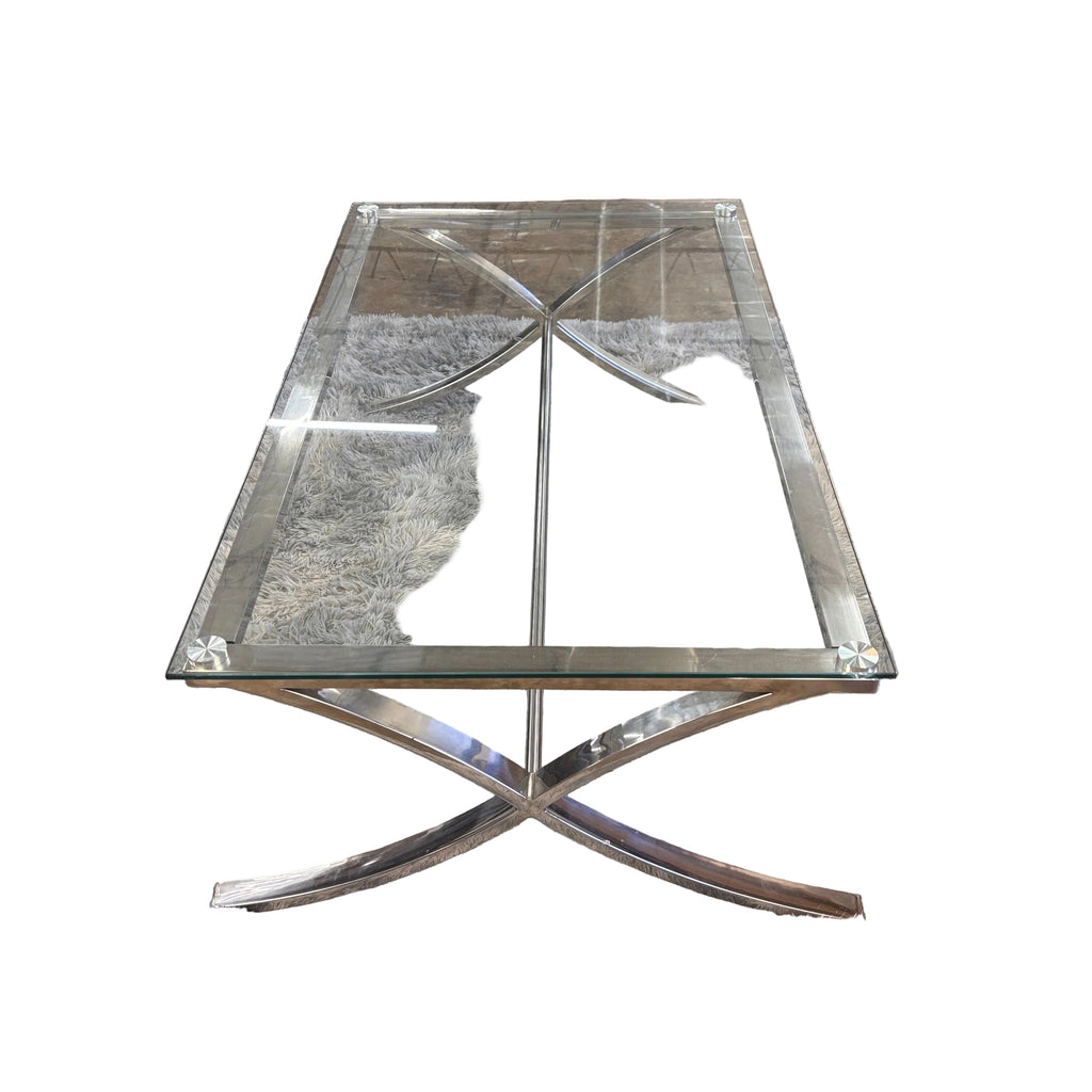 Rooms To Go Brushed Nickel And Glass Coffee Table