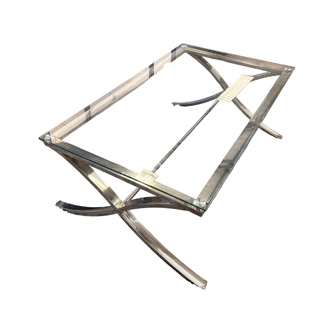 Rooms To Go Brushed Nickel And Glass Coffee Table