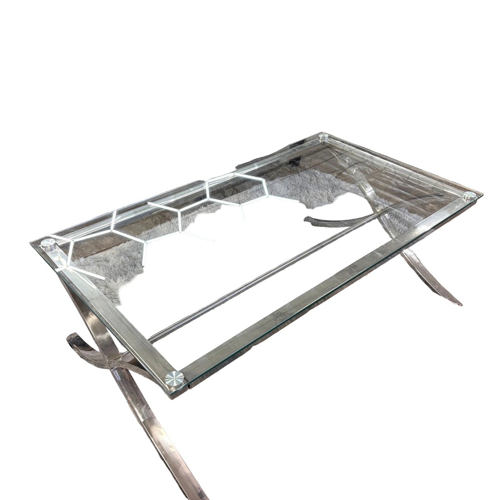 Rooms To Go Brushed Nickel And Glass Coffee Table