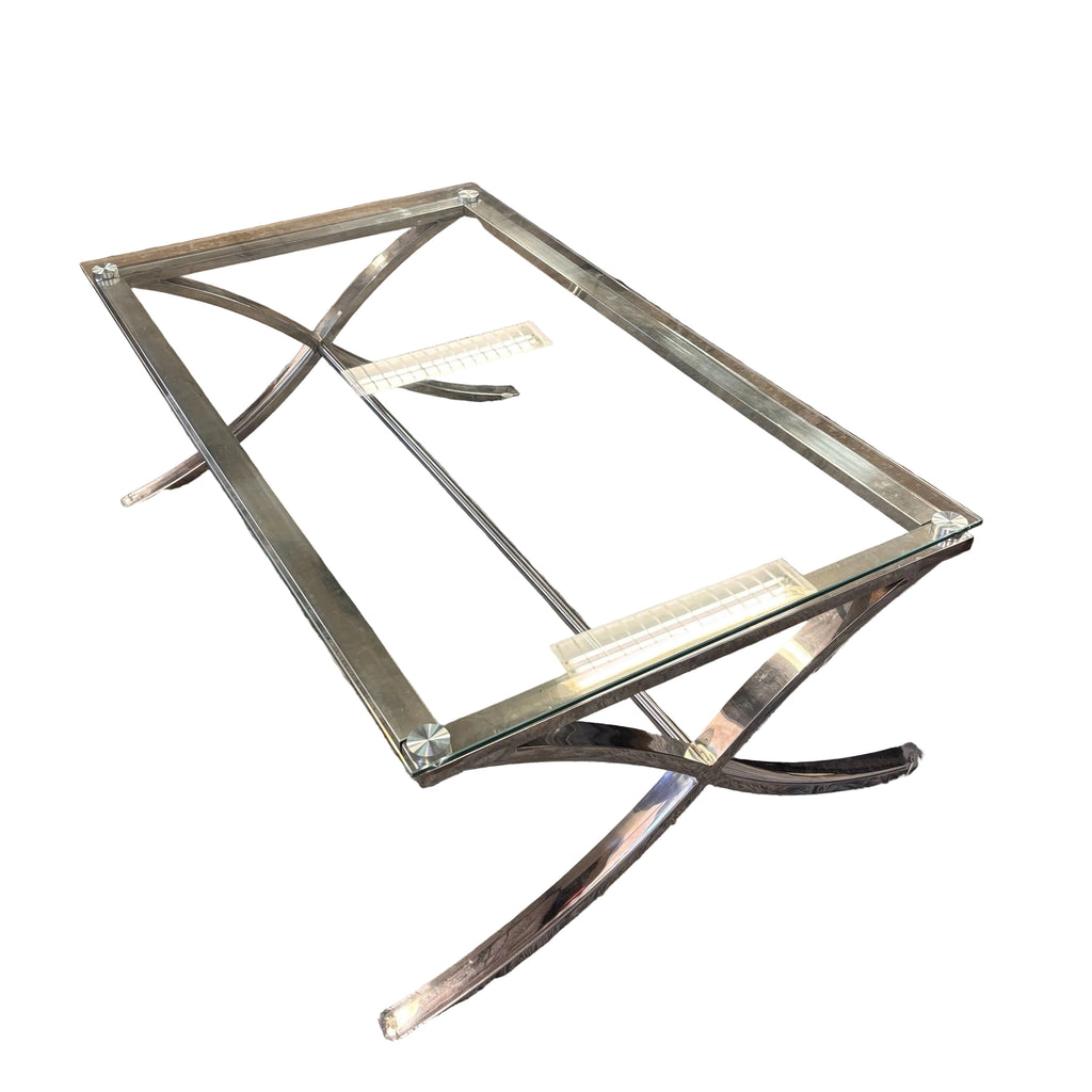 Rooms To Go Brushed Nickel And Glass Coffee Table