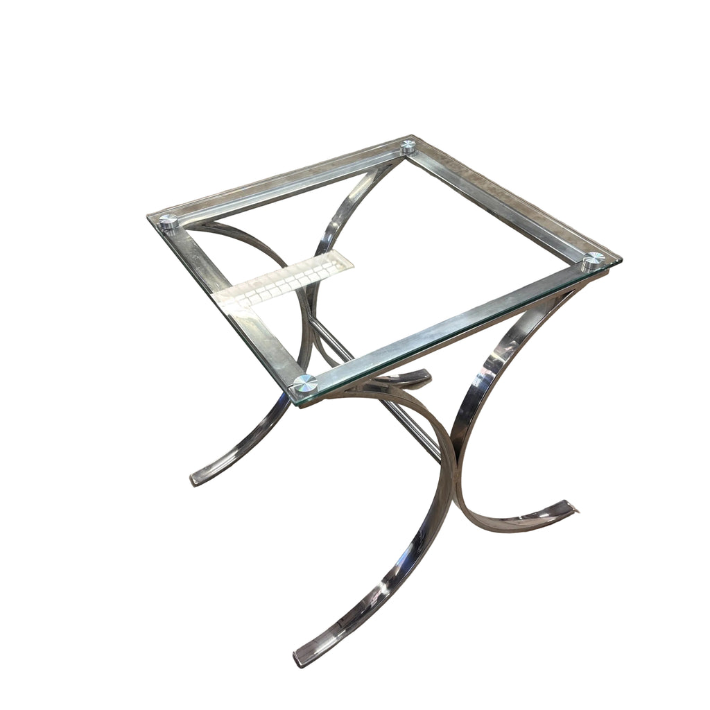 Rooms To Go Brush Nickel And Glass Side Table