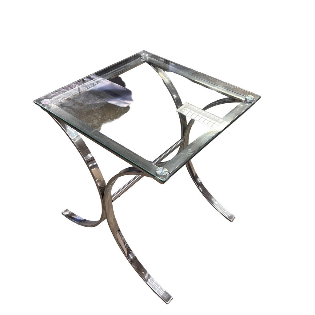 Rooms To Go Brush Nickel And Glass Side Table