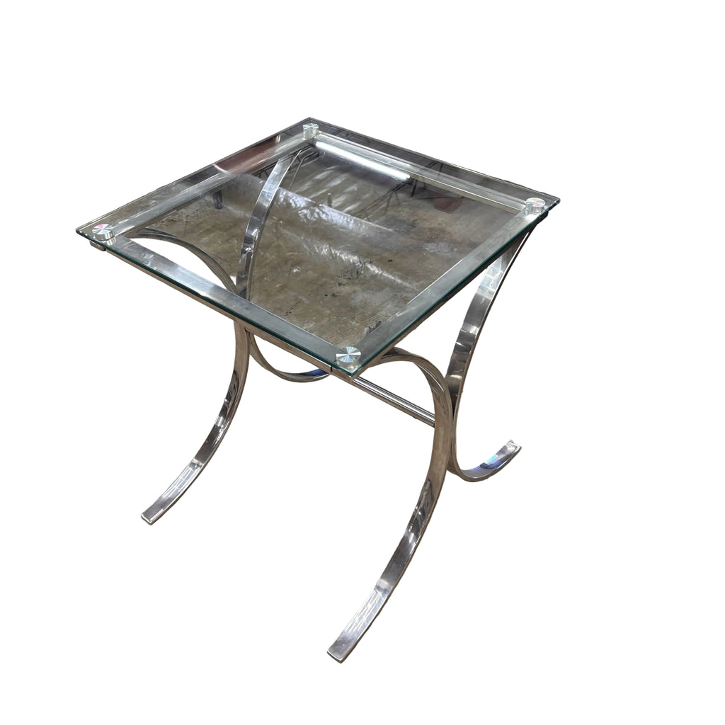 Rooms To Go Brush Nickel And Glass Side Table