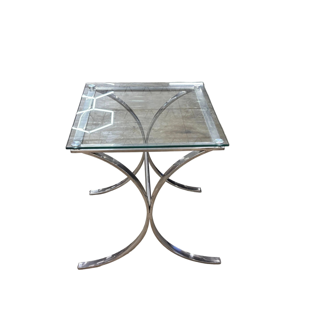 Rooms To Go Brush Nickel And Glass Side Table