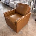 Jayden Creation Camel Leather Swivel Arm Chair