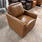 Jayden Creation Camel Leather Swivel Arm Chair