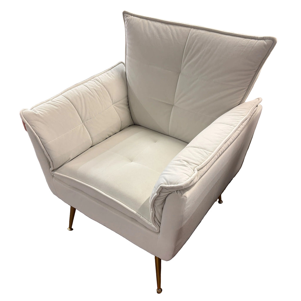 Huala Home Ivory Velvet Accent Chair