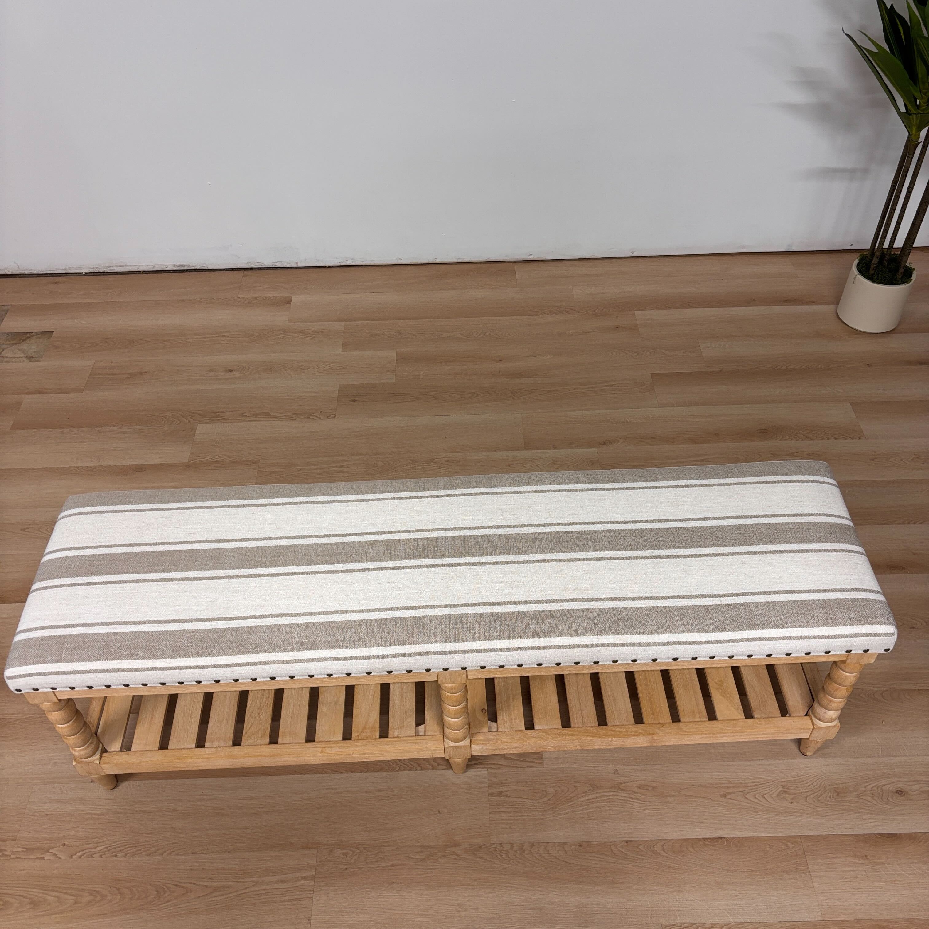 Felipa Farmhouse Rustic Bench & Storage Shelf