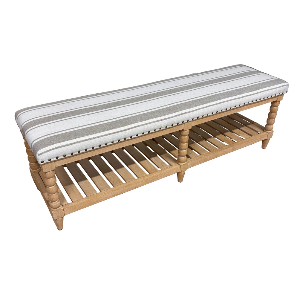 Felipa Farmhouse Rustic Bench & Storage Shelf