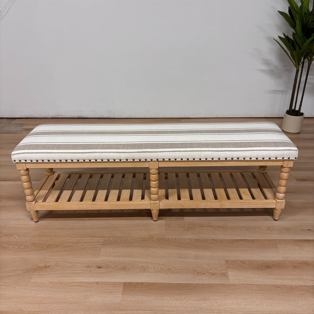 Felipa Farmhouse Rustic Bench & Storage Shelf